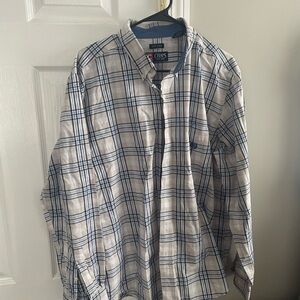 Chaps Men's White and Blue Plaid Shirt